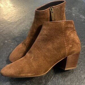 Aquatalia Side Zip Bootie in Suede with Stitch Detail